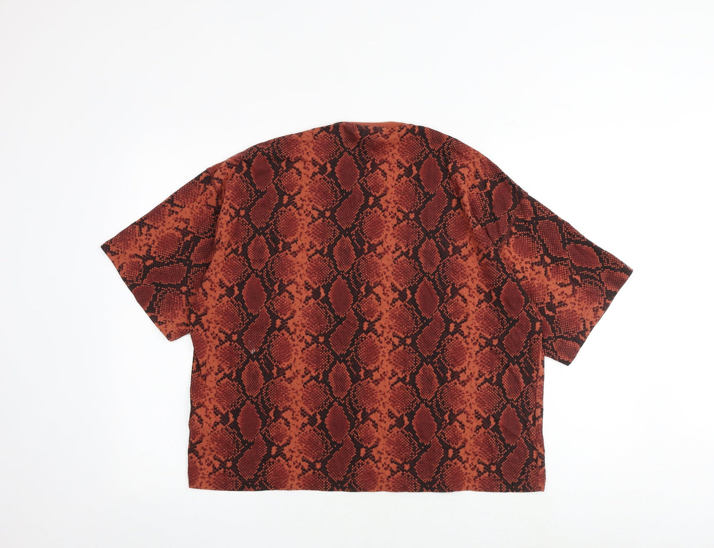 Topshop Womens Red Animal Print 100% Cotton Basic T-Shirt Size S Crew Neck - Snake Print
