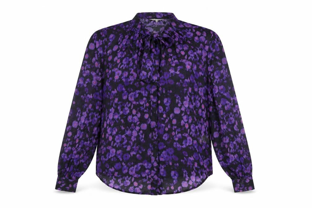 Great Plains Womens Multicoloured Geometric Polyester Basic Blouse Size M Round Neck - Tie Neck Detail