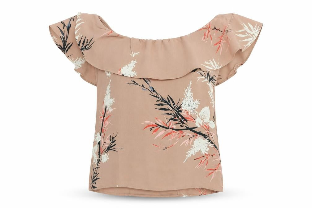 Autograph Womens Brown Geometric Polyester Basic Blouse Size 8 Boat Neck - Leaf Print