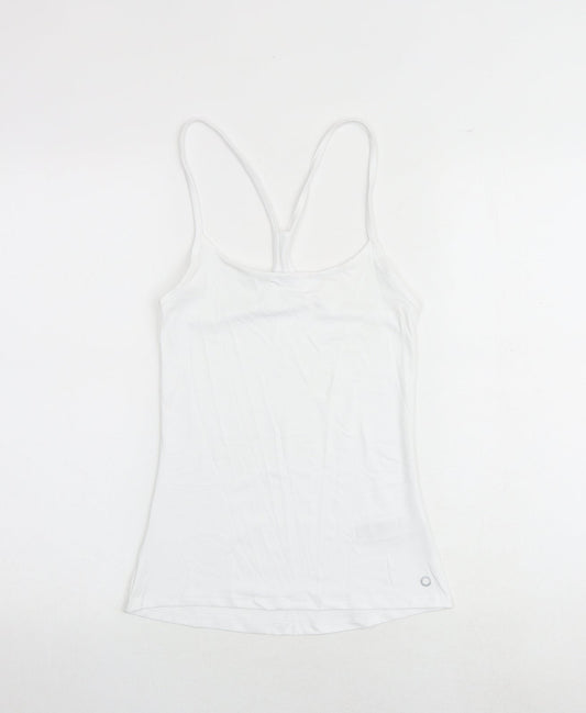 GOODMOVE Womens White Polyester Basic Tank Size 6 Round Neck Pullover