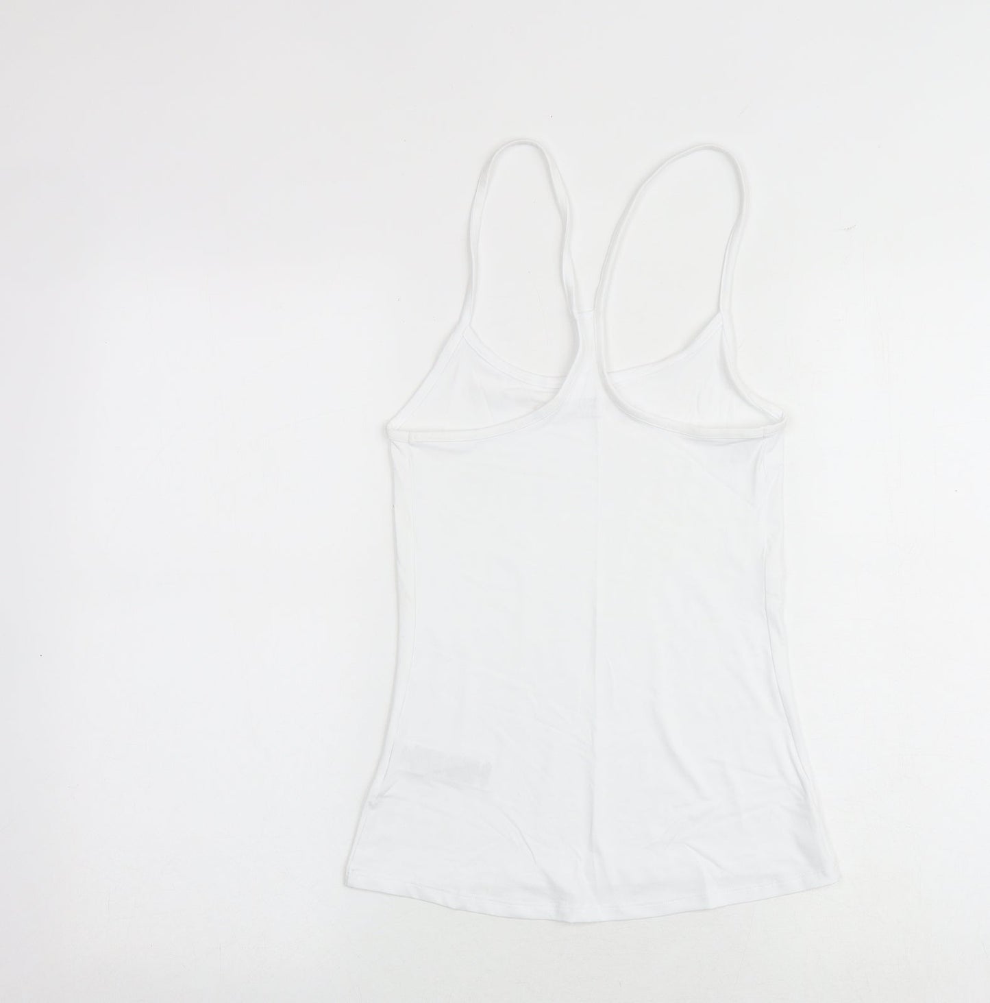 GOODMOVE Womens White Polyester Basic Tank Size 6 Round Neck Pullover
