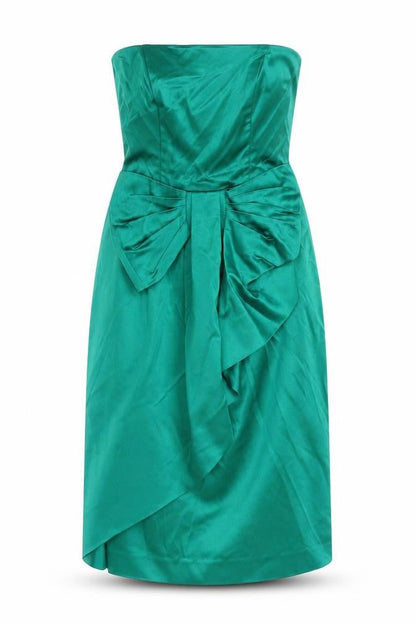 Oasis Womens Green Acetate A-Line Size 8 Off the Shoulder Zip