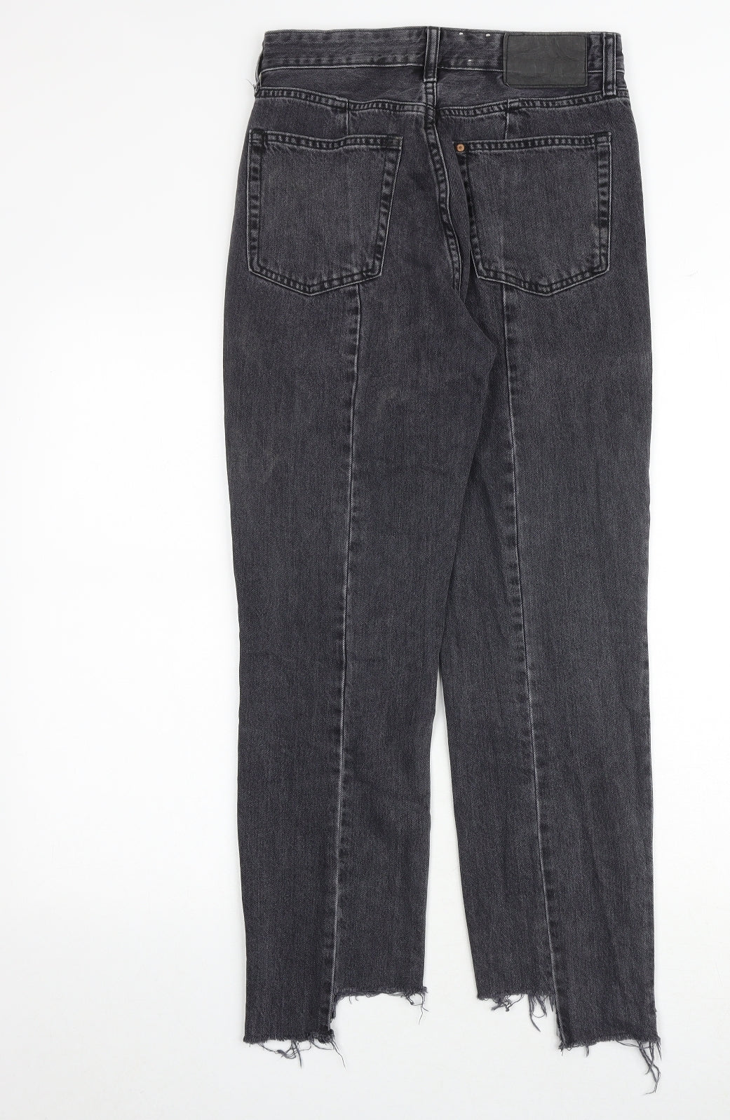 H&M Womens Grey Cotton Straight Jeans Size 26 in Regular Button