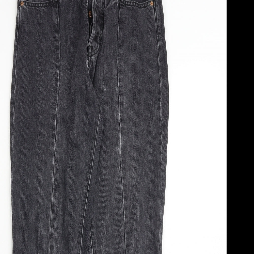 H&M Womens Grey Cotton Straight Jeans Size 26 in Regular Button