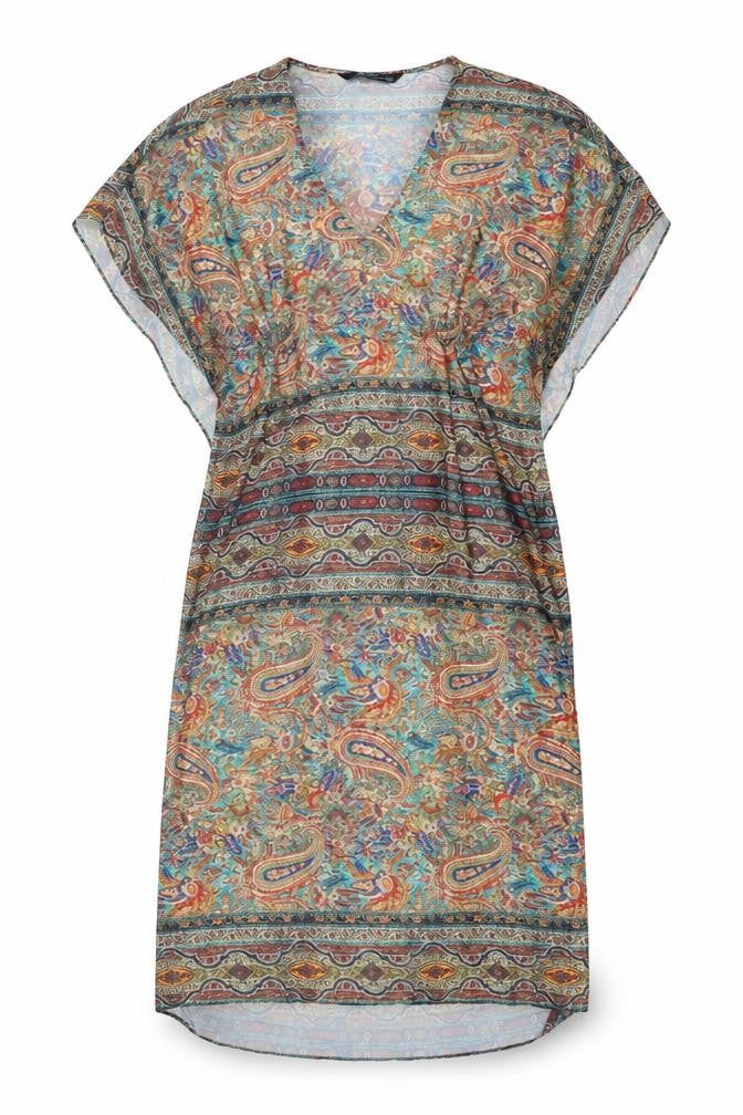 Zara Womens Multicoloured Geometric Polyester A-Line Size M V-Neck Pullover