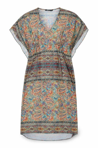 Zara Womens Multicoloured Geometric Polyester A-Line Size M V-Neck Pullover