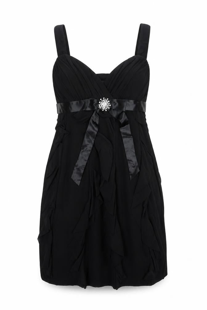 Scarlett Nite Womens Black Polyester Slip Dress Size 14 V-Neck Zip