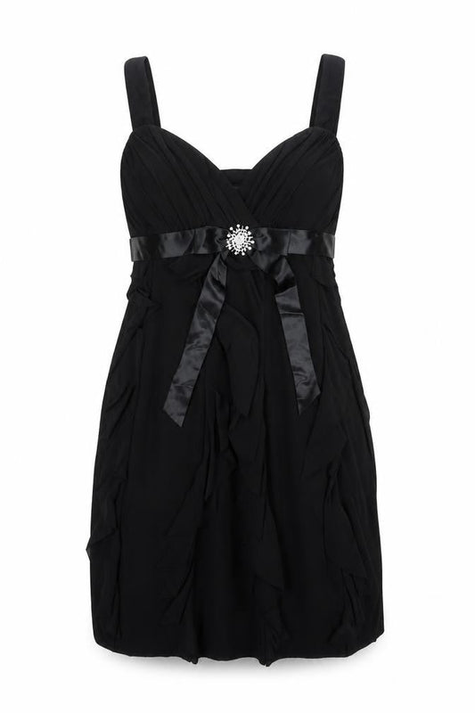 Scarlett Nite Womens Black Polyester Slip Dress Size 14 V-Neck Zip