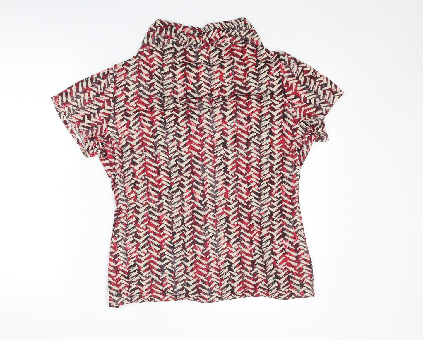 Notations Womens Multicoloured Geometric Polyester Basic Blouse Size L V-Neck