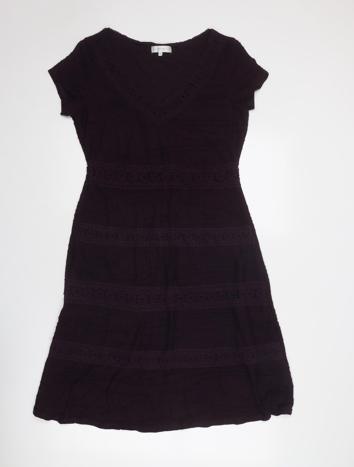 RJR.John Rocha Womens Purple Polyester Trapeze & Swing Size 12 V-Neck Pullover