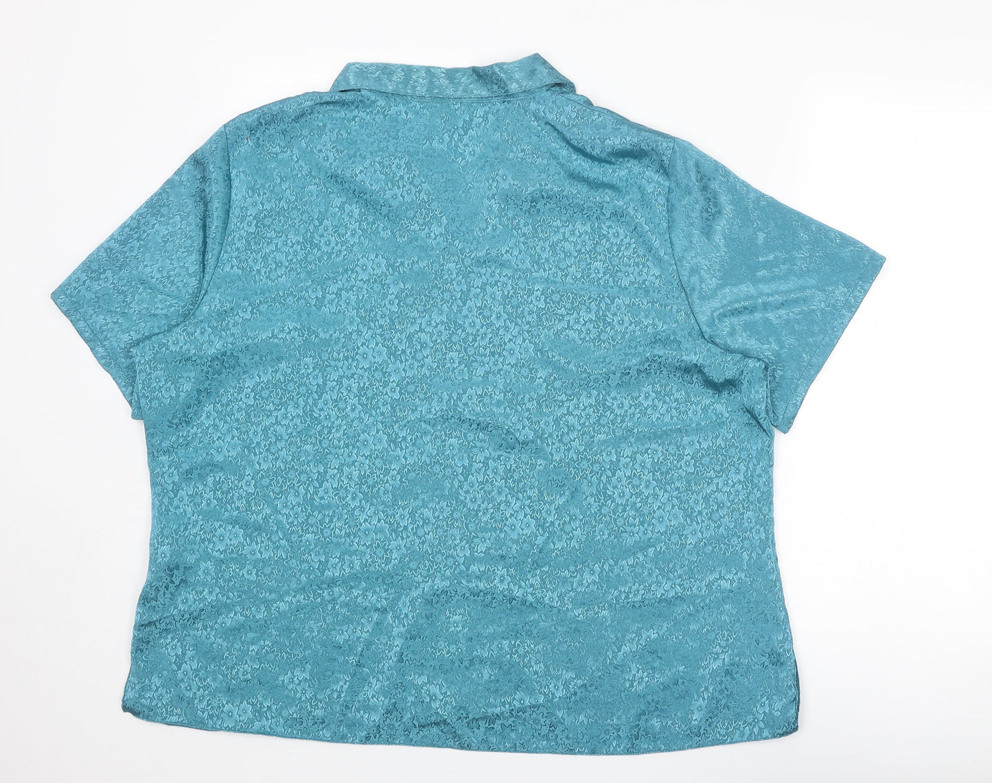 Bonmarché Womens Blue Floral Polyester Basic Button-Up Size 24 Collared