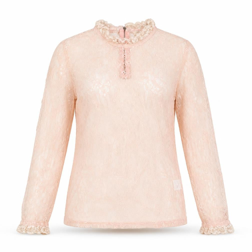 Vera & Lucy Womens Pink Polyamide Basic Blouse Size L Mock Neck