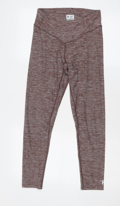 HIIT Womens Brown Geometric Polyester Compression Leggings Size M Regular Pullover