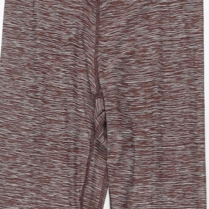 HIIT Womens Brown Geometric Polyester Compression Leggings Size M Regular Pullover