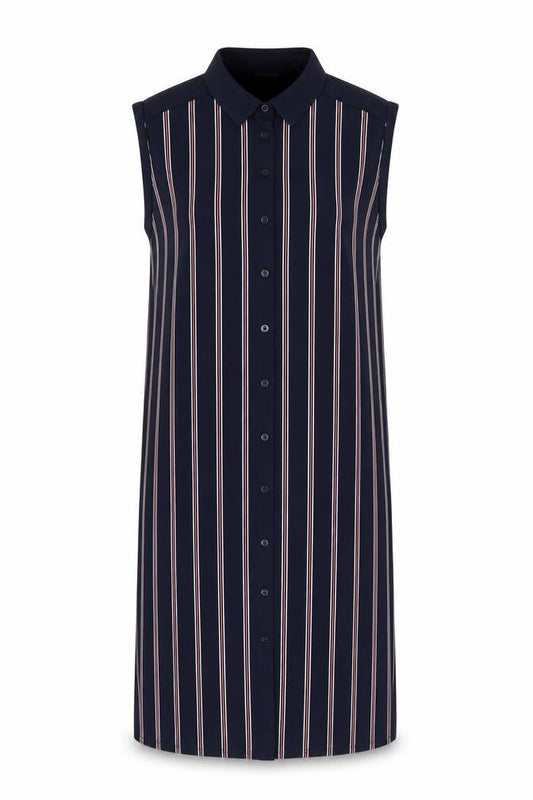 Oasis Womens Blue Striped Polyester Tank Dress Size XS Collared Button