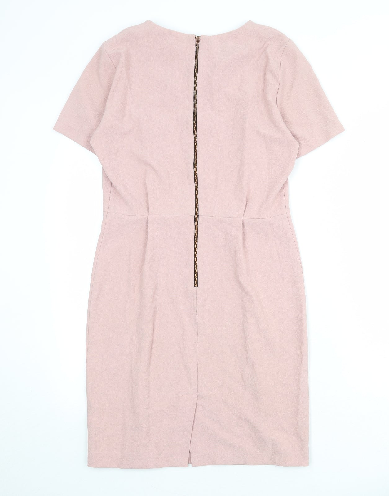 Topshop Womens Pink Polyester Shift Size 12 Round Neck Zip