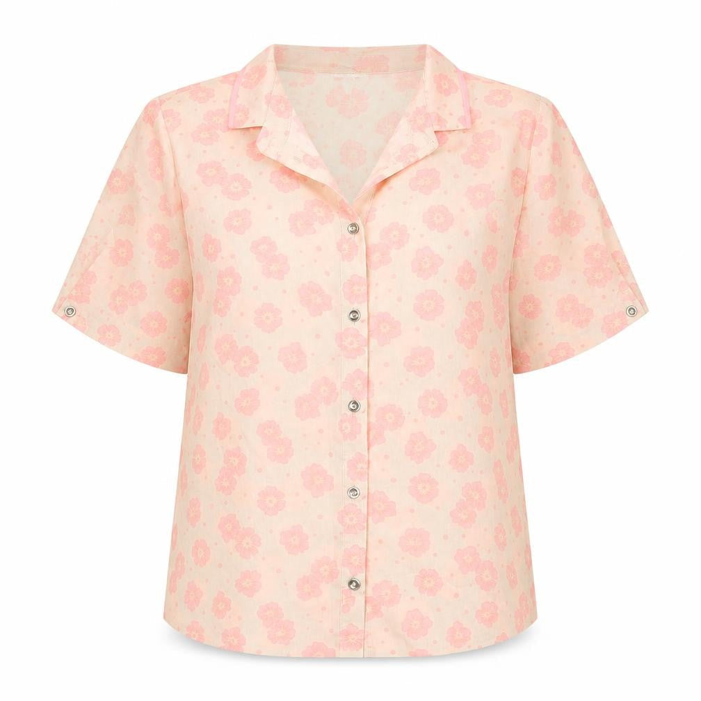 River Island Womens Beige Floral Polyester Basic Button-Up Size 6 Collared