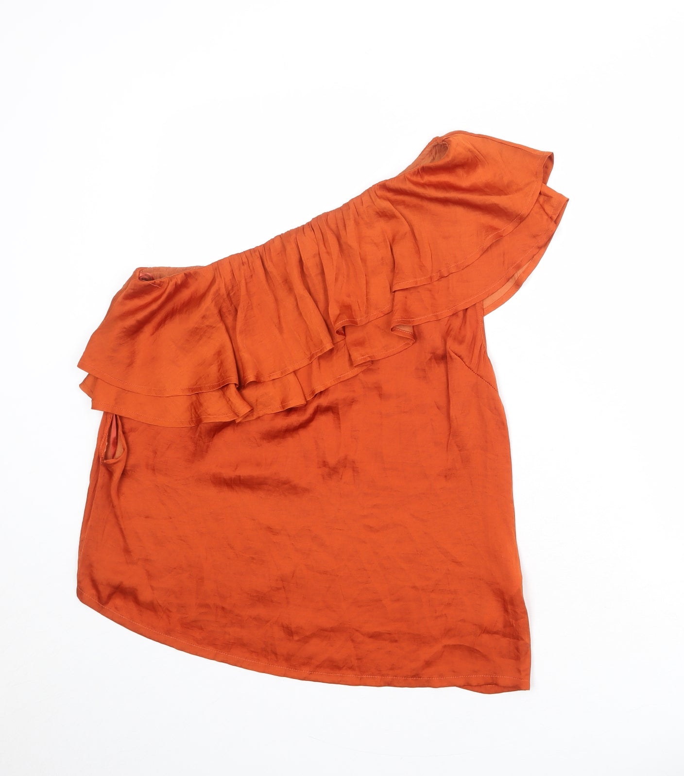 Soaked in Luxury Womens Orange Polyester Basic Blouse Size M One Shoulder