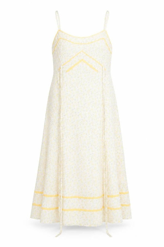 Divided by H&M Womens White Floral Polyester Slip Dress Size 8 Scoop Neck Zip