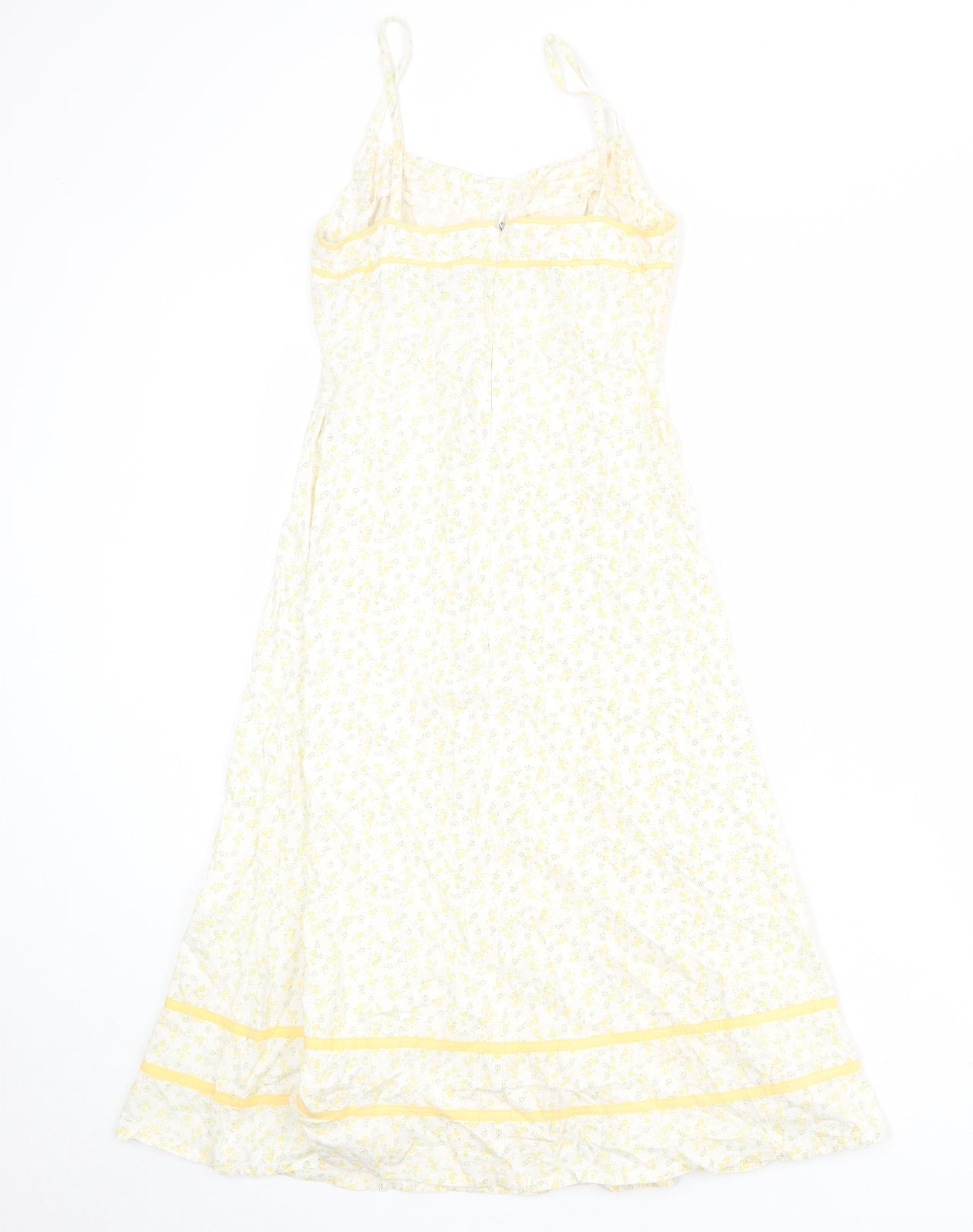 Divided by H&M Womens White Floral Polyester Slip Dress Size 8 Scoop Neck Zip