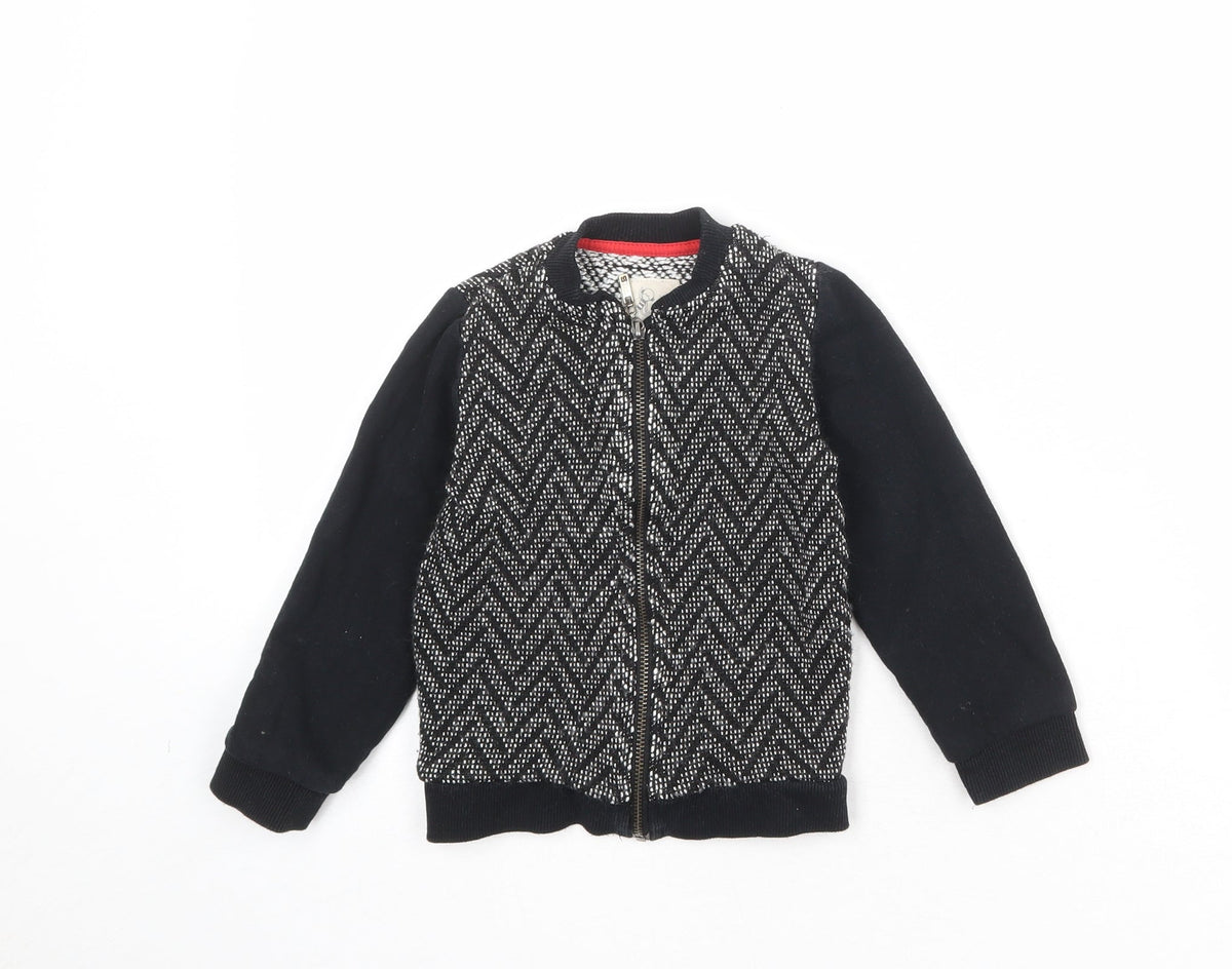 River Island Boys Black Geometric Jacket Size 2-3 Years Zip