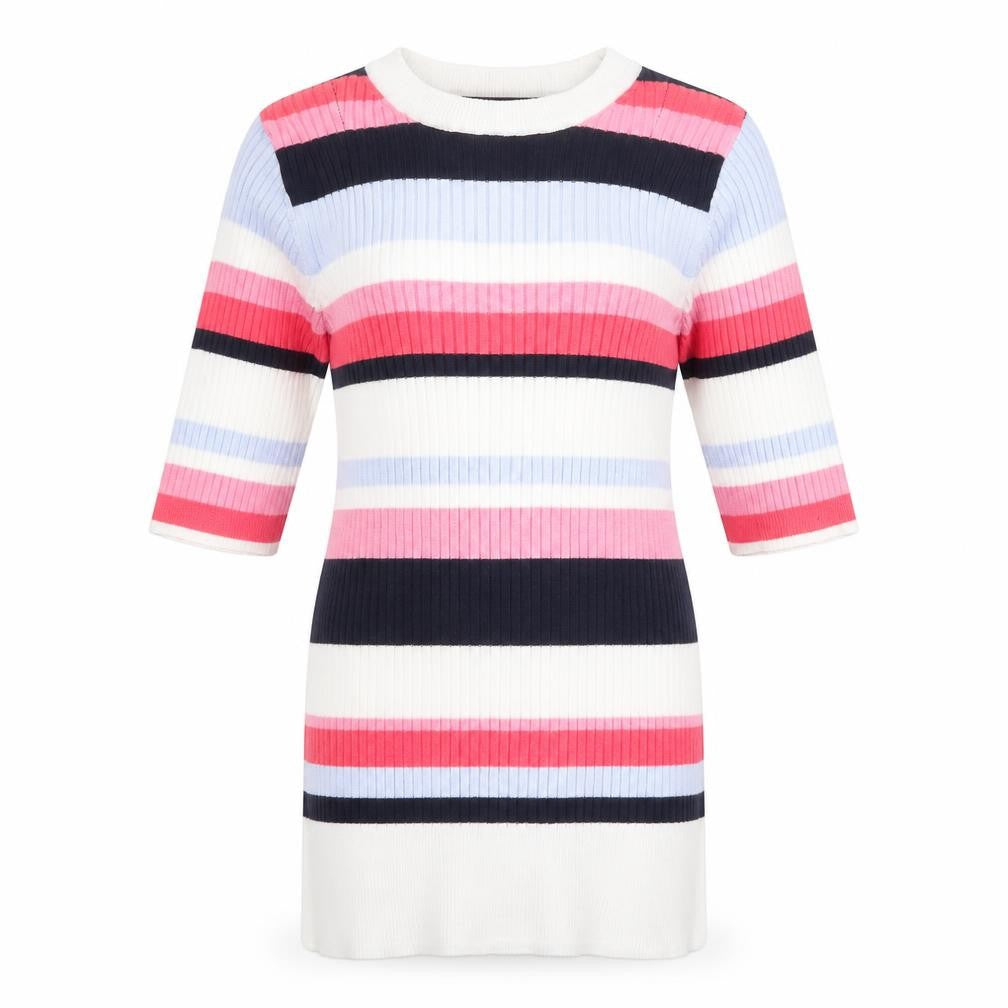Marks & Spencer Womens Multicoloured Round Neck Striped Viscose Pullover Jumper Size 8