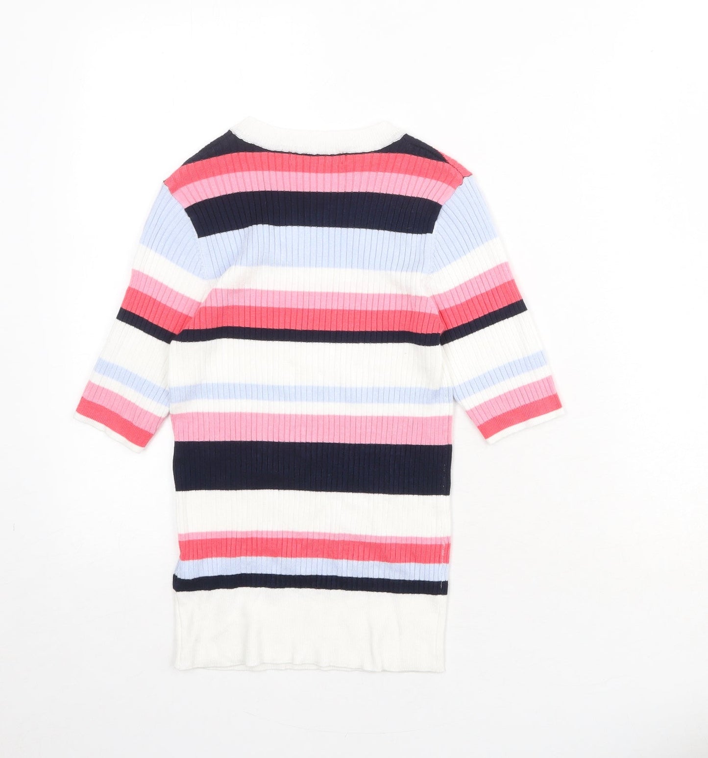 Marks and Spencer Womens Multicoloured Round Neck Striped Viscose Pullover Jumper Size 8