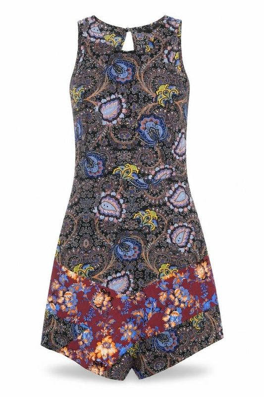 Topshop Womens Multicoloured Geometric Viscose A-Line Size 8 Round Neck Zip