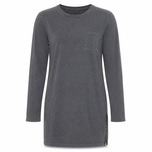 ASOS Womens Grey 100% Cotton T-Shirt Dress Size M Round Neck Zip - Zip detail on sides