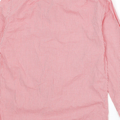 Man At LA Mens Red Check Cotton Button-Up Size S Collared Button