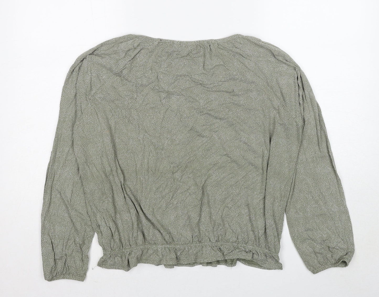 M&Co Womens Green Geometric Viscose Basic Blouse Size 12 Boat Neck