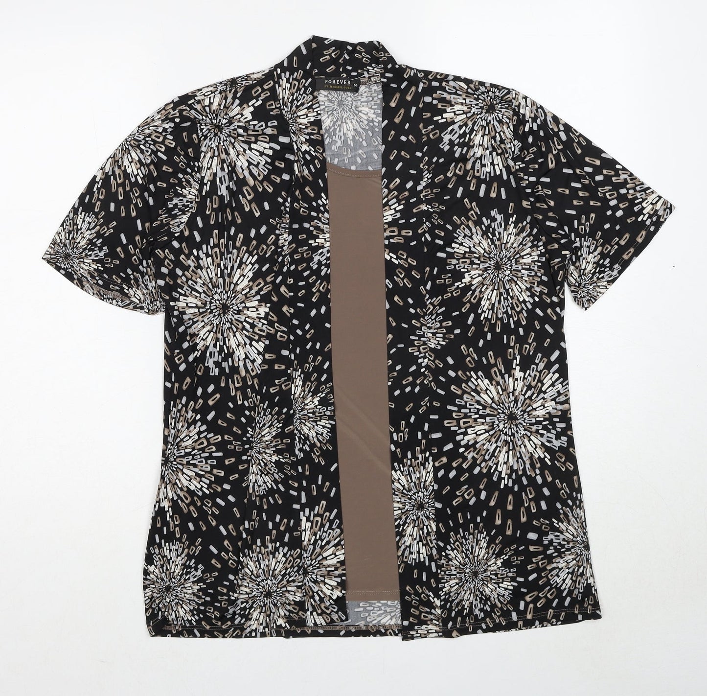 Forever Womens Multicoloured Geometric Polyester Basic Blouse Size M Round Neck - Twin Set