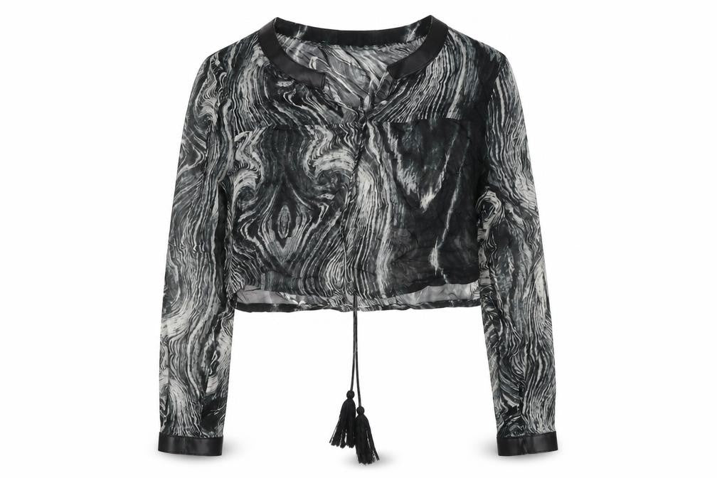 NÜ Denmark Womens Black Geometric Polyester Basic Blouse Size XS V-Neck