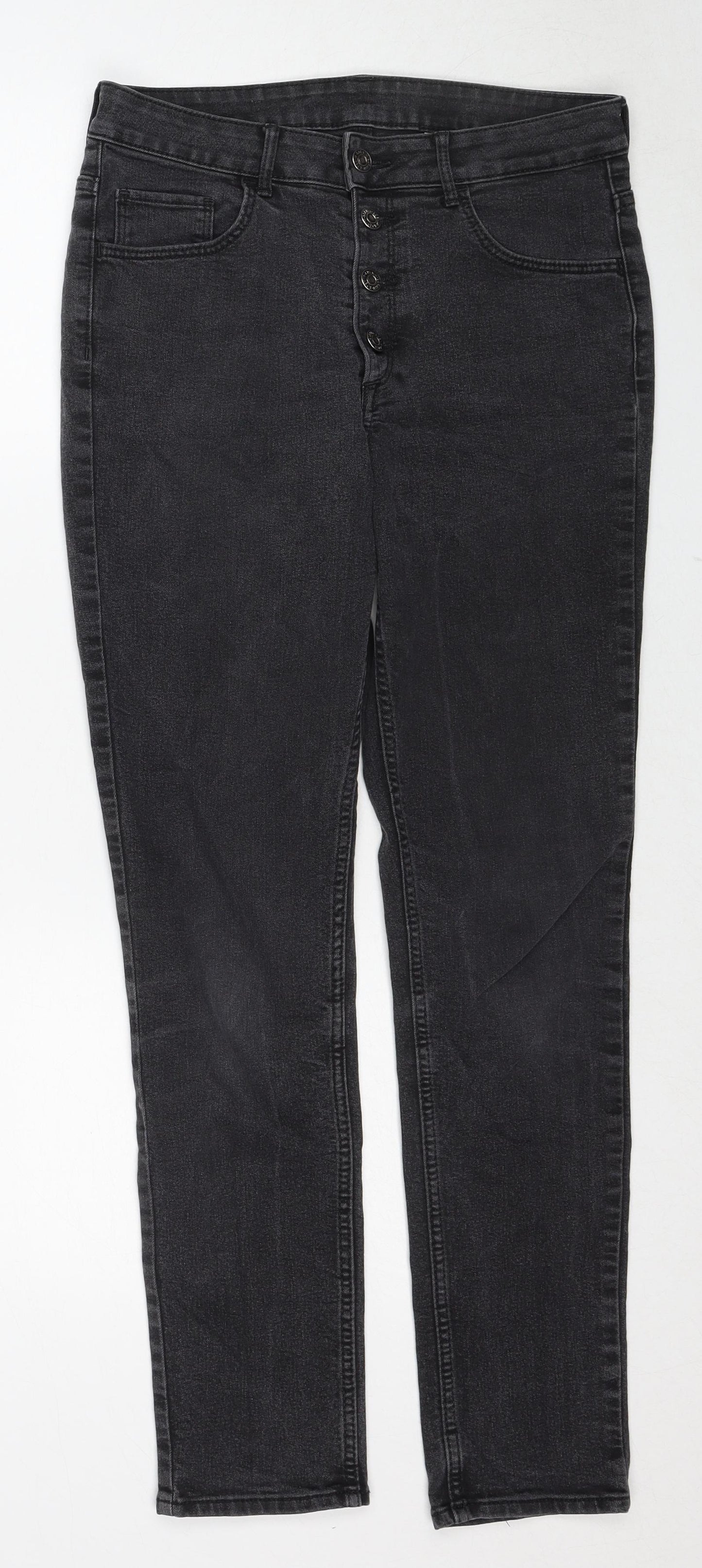 H&M Womens Black Cotton Skinny Jeans Size 29 in Regular Zip