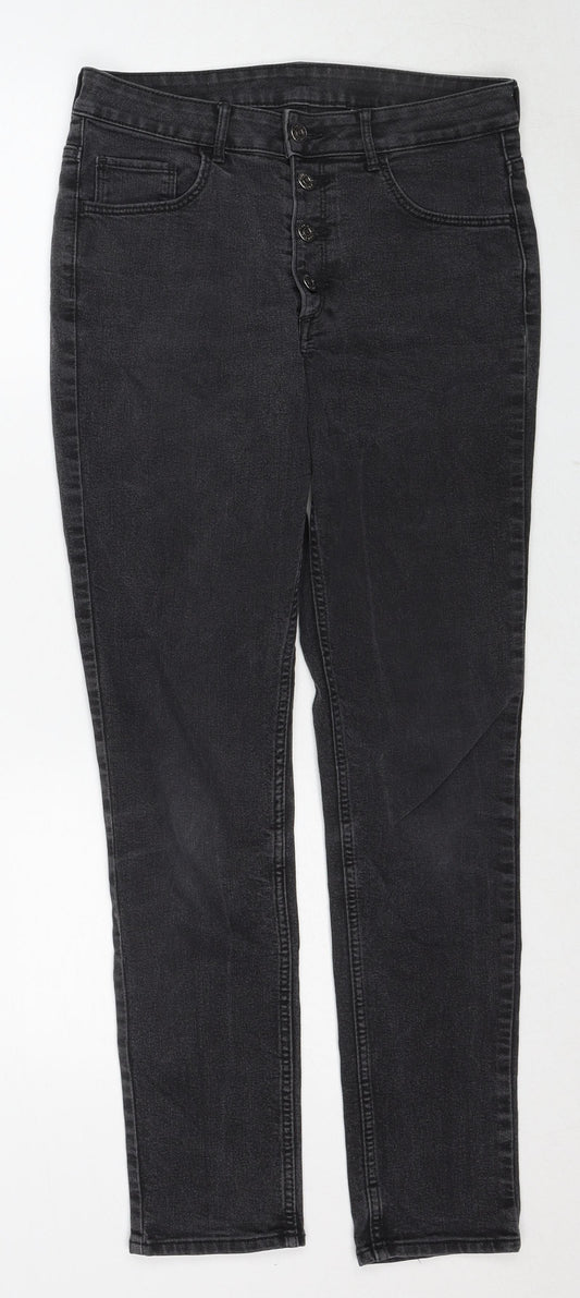 H&M Womens Black Cotton Skinny Jeans Size 29 in Regular Zip