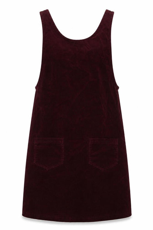 New Look Womens Red Cotton Pinafore/Dungaree Dress Size 6 Scoop Neck Pullover
