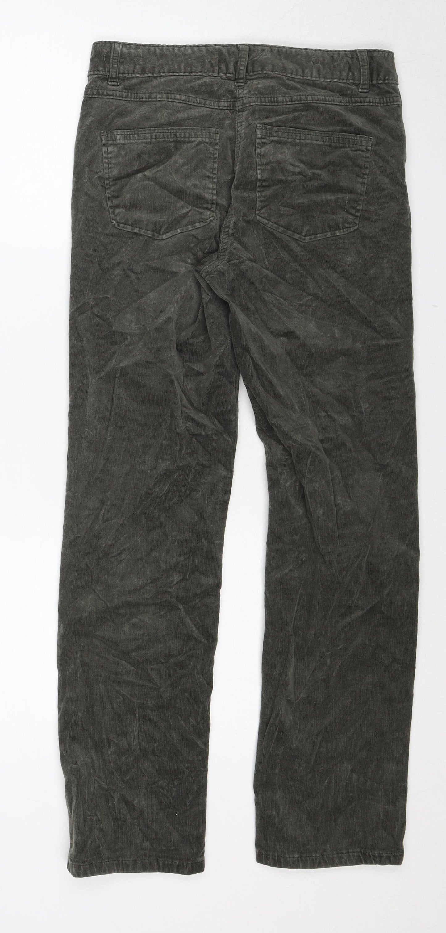 Marks and Spencer Womens Green Cotton Trousers Size 8 Regular Zip