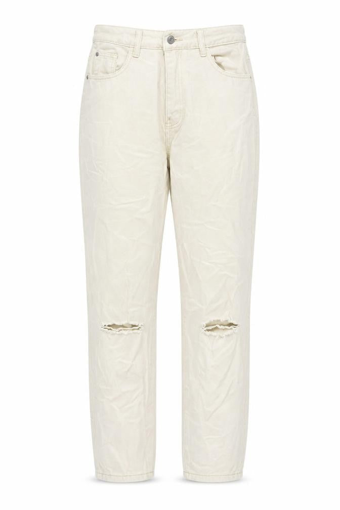 Missguided Womens Beige Cotton Mom Jeans Size 10 Regular Zip