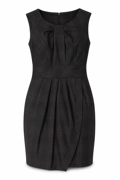 Next Womens Black Striped Polyester Shift Size 10 Round Neck Zip