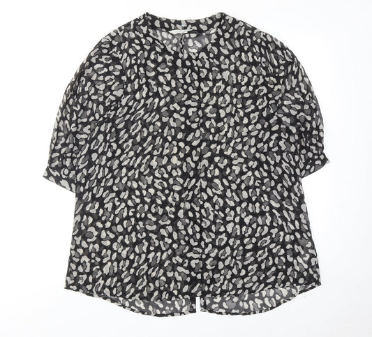 Preen/ Edition Womens Black Animal Print Polyester Basic Blouse Size 6 Boat Neck - Leopard Print