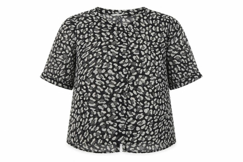 Preen/ Edition Womens Black Animal Print Polyester Basic Blouse Size 6 Boat Neck - Leopard Print