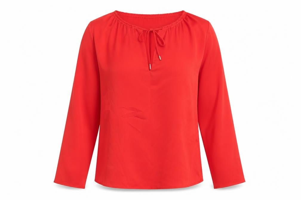 Mango Womens Red Polyester Basic Blouse Size S Boat Neck