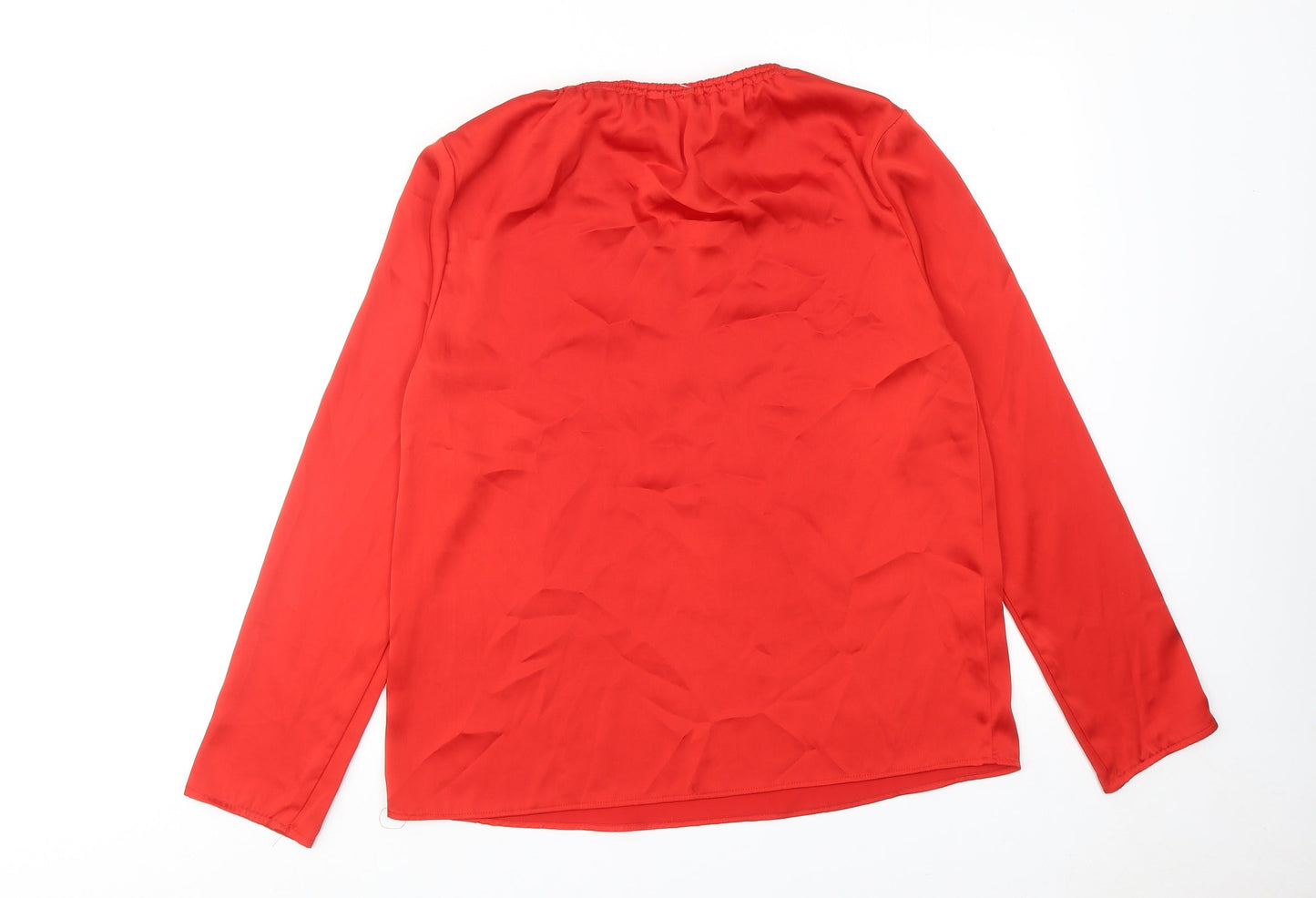 Mango Womens Red Polyester Basic Blouse Size S Boat Neck