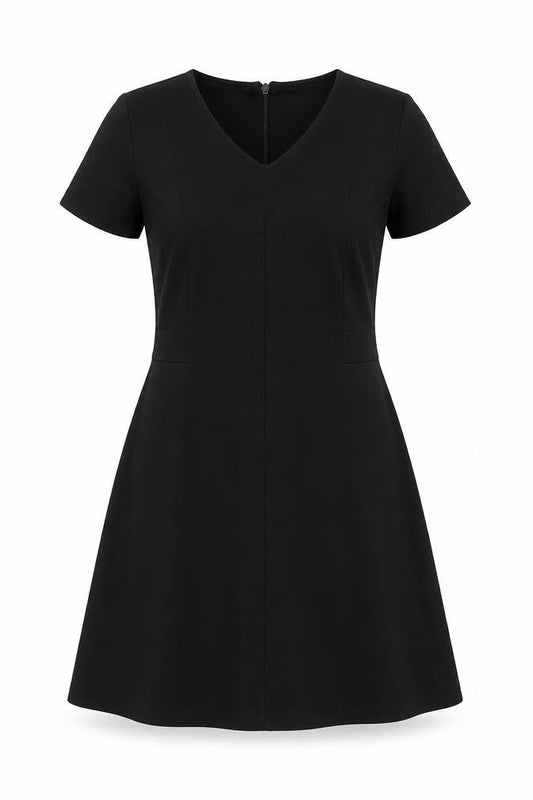 Next Womens Black Polyester Skater Dress Size 10 V-Neck Zip