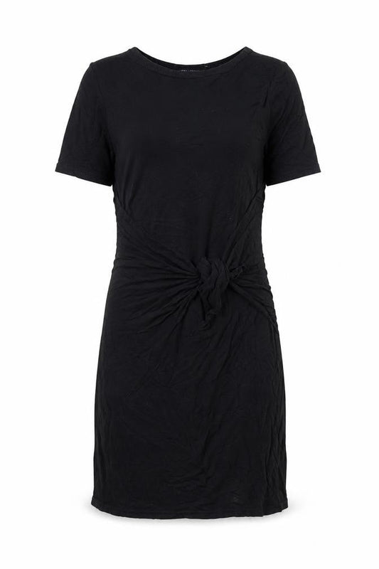 PRETTYLITTLETHING Womens Black Viscose Shift Size 6 Round Neck Pullover - Twist Detail
