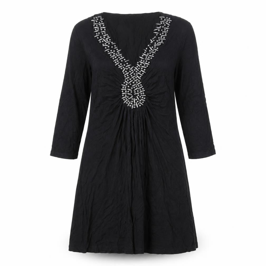 Julien Macdonald Womens Black Viscose A-Line Size 12 V-Neck Pullover