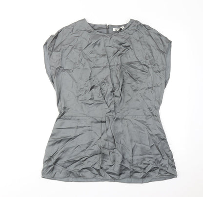 Additional front view of Autograph women’s grey viscose basic blouse, size UK 6, round neck
