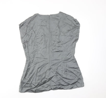 Back view of Autograph women’s grey viscose basic blouse, size UK 6, round neck