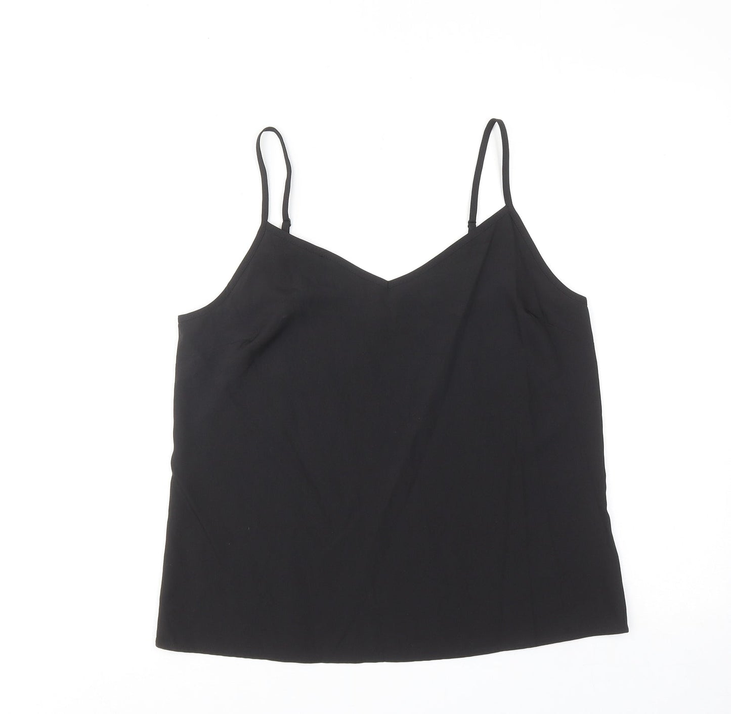 Marks and Spencer Womens Black Polyester Basic Tank Size 10 V-Neck