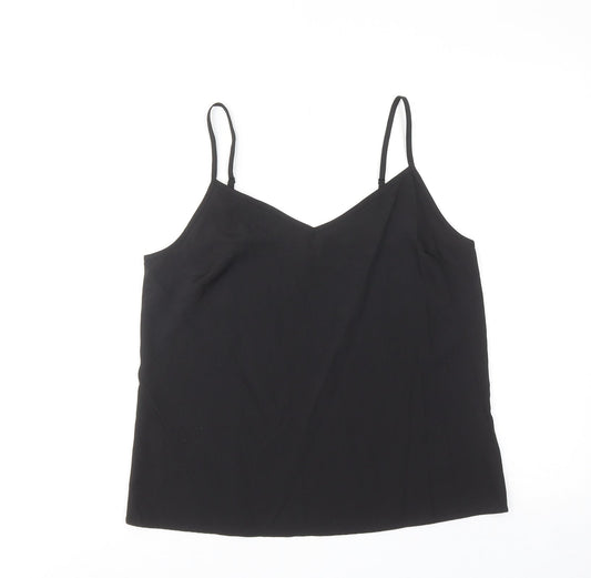 Marks and Spencer Womens Black Polyester Basic Tank Size 10 V-Neck